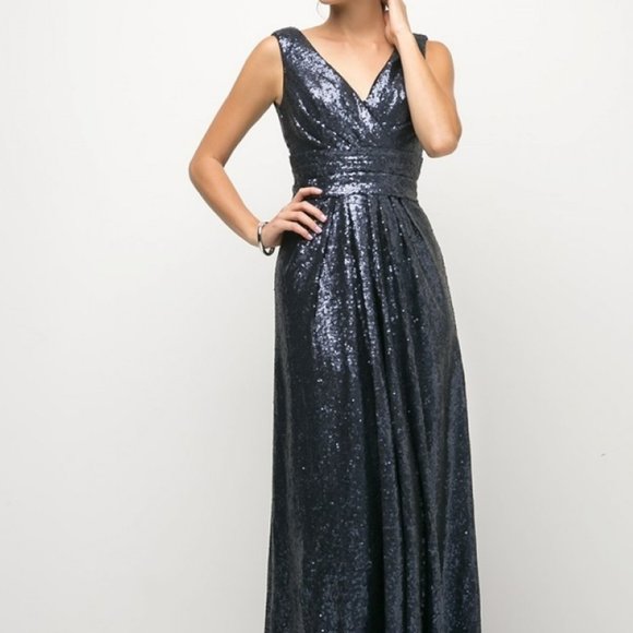 Cinderella Dresses & Skirts - NEW NAVY PROM PARTY EVENING WEDDING  MOTHER OF BRIDE Sequin Sheath Dress CD326